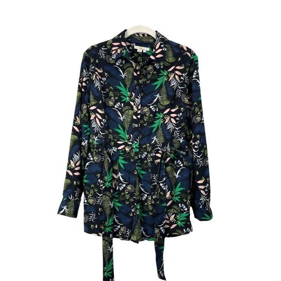 Boden Cosima floral tropic palm Romper in Black Safari Fern Size 2P Petite - Picture 3 of 11